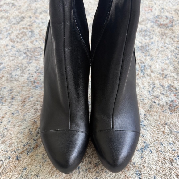 Black Heeled Suade Leather Boots Size 6.5 / 37 - Picture 4 of 6